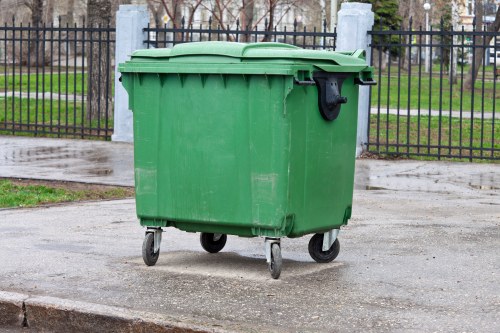 Professional waste clearance team at a construction site in Merton